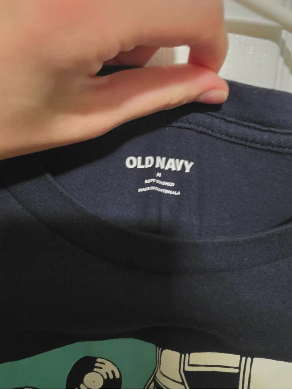 Old Navy Navy Graphic Crewneck Tee with Teal Accent Simple Times - Picture 3 of 3